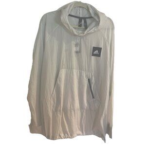 Adidas Mens Sheer Hooded Raincoat Anorak Jacket White NEW Sz XL RSP $70